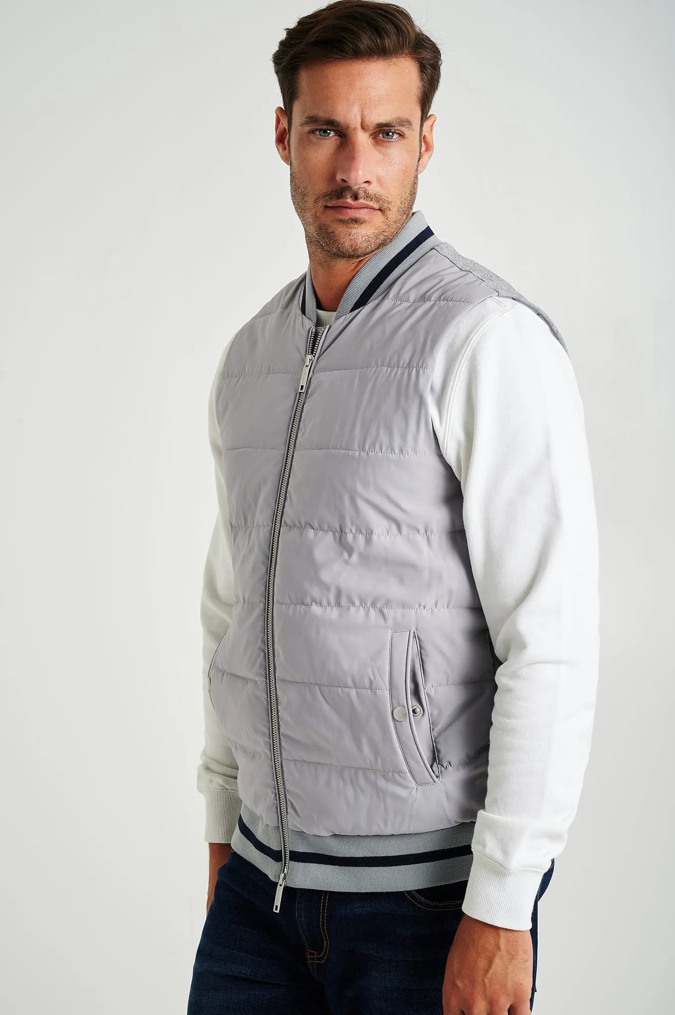 Men's hybrid zip-through vest