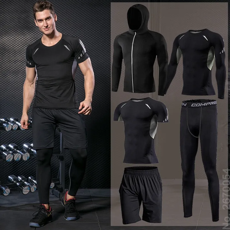 Men's running sets Gym Tight Sport Clothing Basketball Training Tracksuit Fitness Jogging Sports Wear Compression Sports Clothes