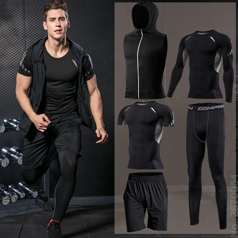 Men's running sets Gym Tight Sport Clothing Basketball Training Tracksuit Fitness Jogging Sports Wear Compression Sports Clothes