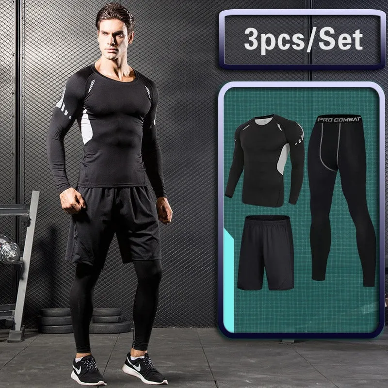 Men's running sets Gym Tight Sport Clothing Basketball Training Tracksuit Fitness Jogging Sports Wear Compression Sports Clothes