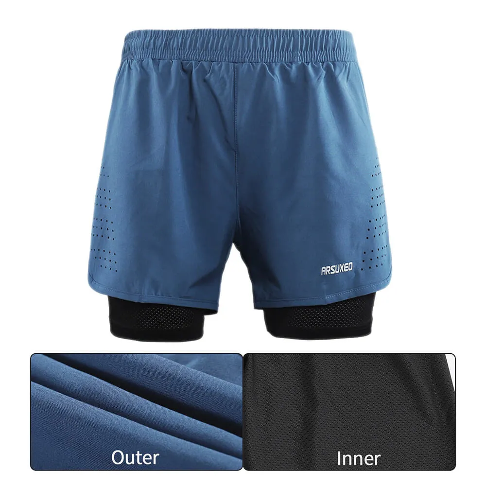 Men's Running Shorts with Longer Liner / Male Fitness Shorts - SF0482