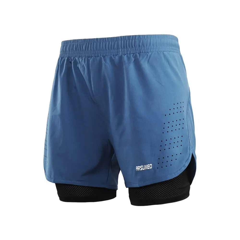 Men's Running Shorts with Longer Liner / Male Fitness Shorts - SF0482