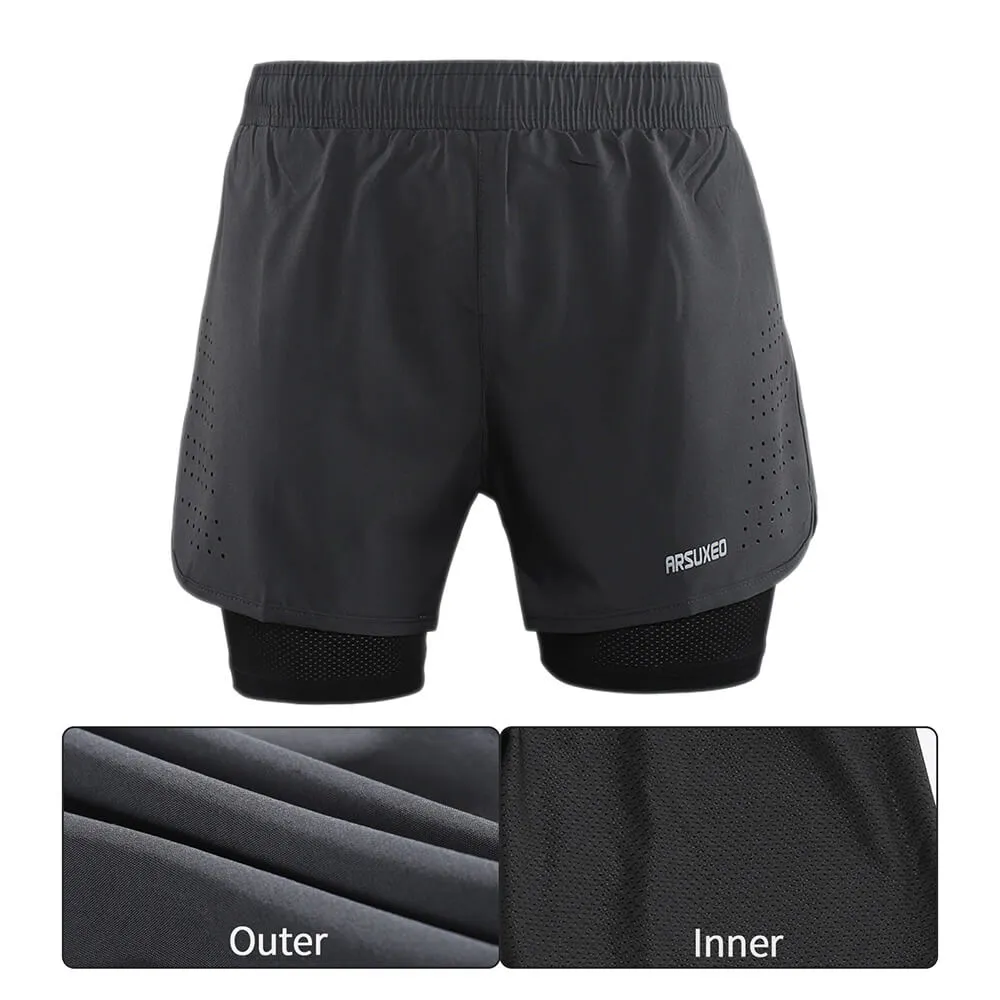 Men's Running Shorts with Longer Liner / Male Fitness Shorts - SF0482