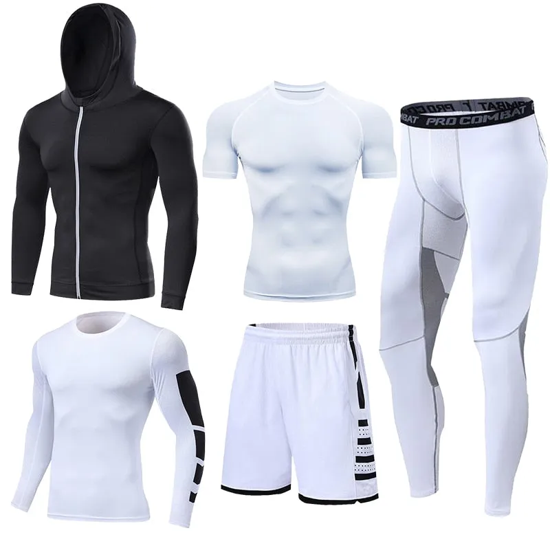 Men's Running Tracksuit Training Fitness Sportswear Set Compression Leggings Sport Clothes Gym Tight Sweatpants Rash Guard Lycra v2