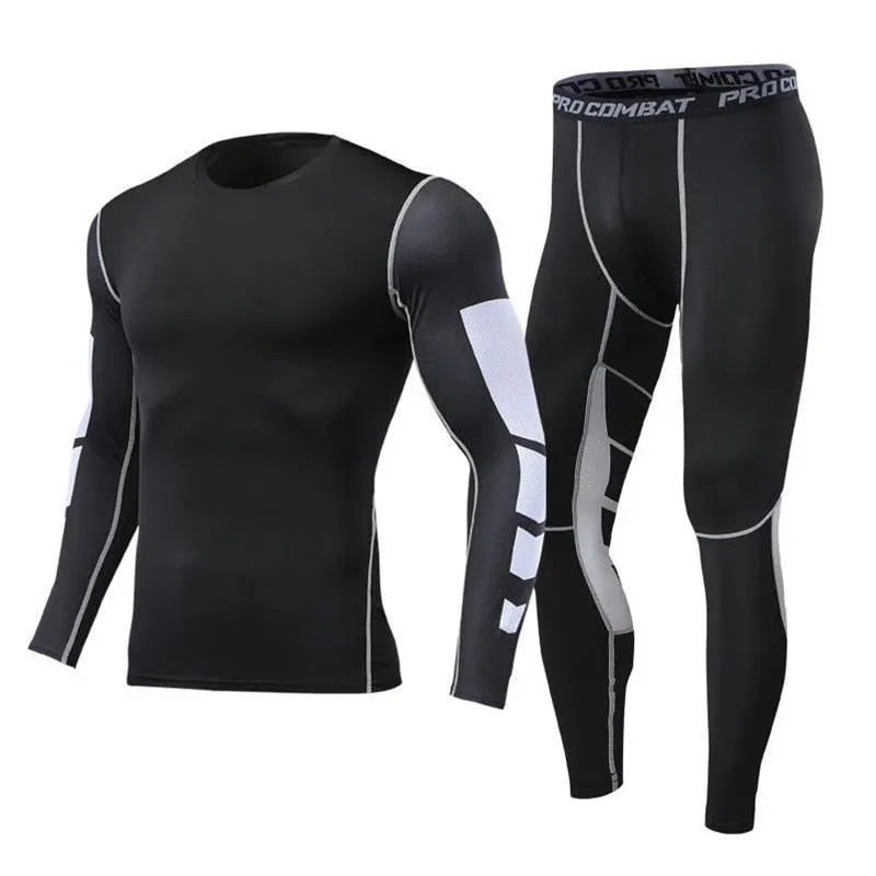 Men's Running Tracksuit Training Fitness Sportswear Set Compression Leggings Sport Clothes Gym Tight Sweatpants Rash Guard Lycra v2