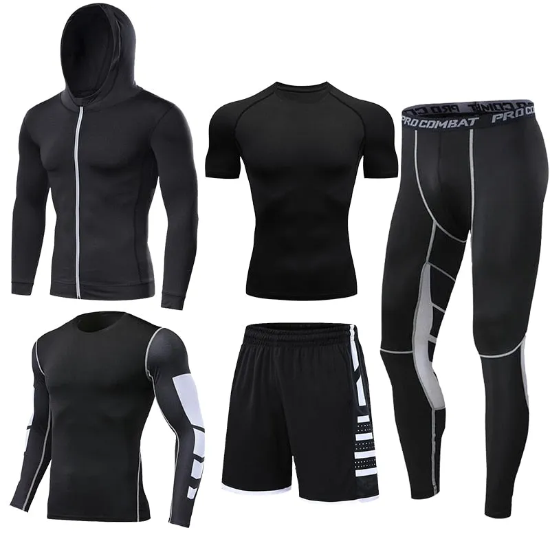 Men's Running Tracksuit Training Fitness Sportswear Set Compression Leggings Sport Clothes Gym Tight Sweatpants Rash Guard Lycra v2