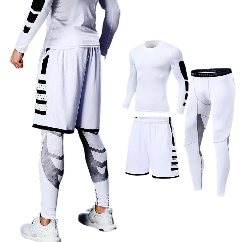 Men's Running Tracksuit Training Fitness Sportswear Set Compression Leggings Sport Clothes Gym Tight Sweatpants Rash Guard Lycra v2