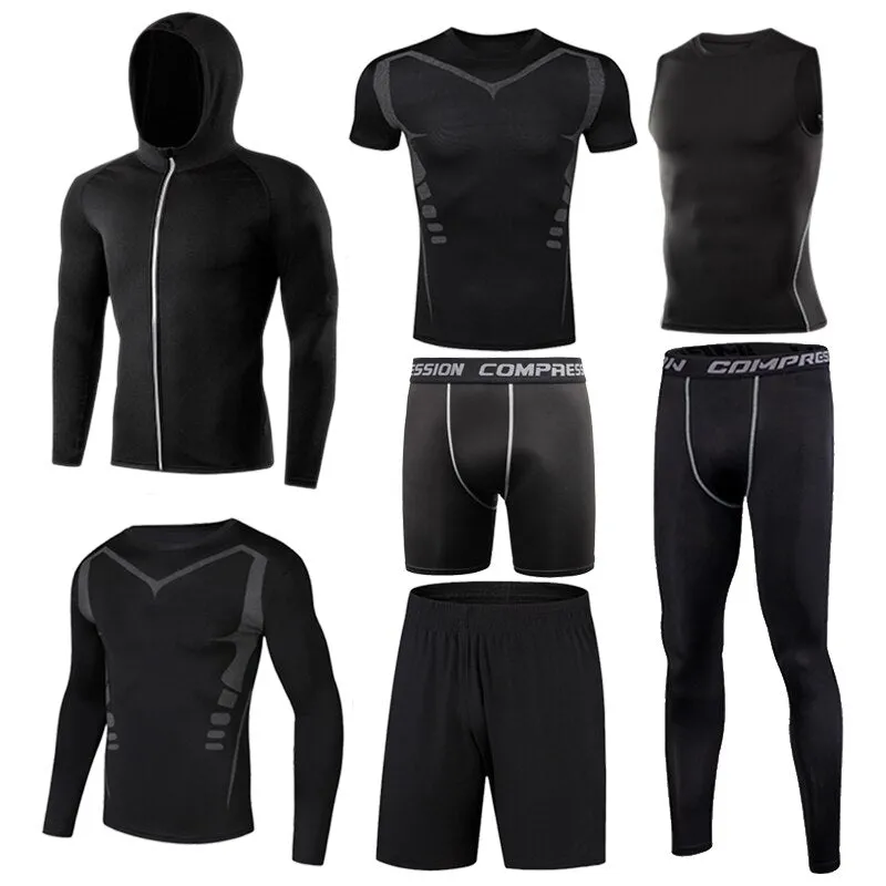 Men's Tight Sportwear Suit GYM Running Fitness Jogging Sport Wear Compression Leggings Training Pants Workout Sport Clothes Sets