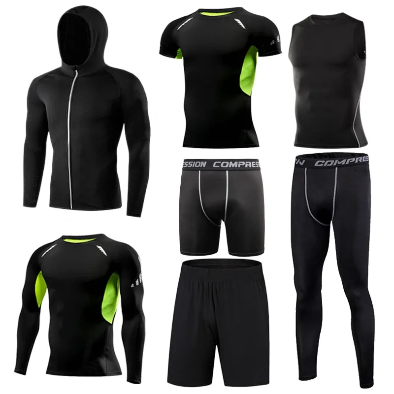 Men's Tight Sportwear Suit GYM Running Fitness Jogging Sport Wear Compression Leggings Training Pants Workout Sport Clothes Sets