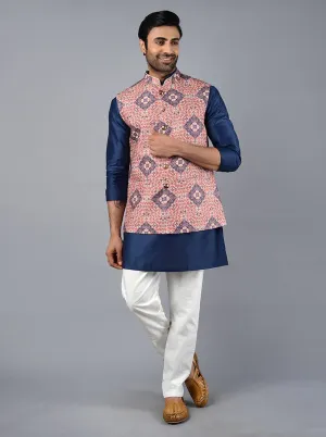 Multicolor Printed Regular Fit Bandhgala Jacket | Azania