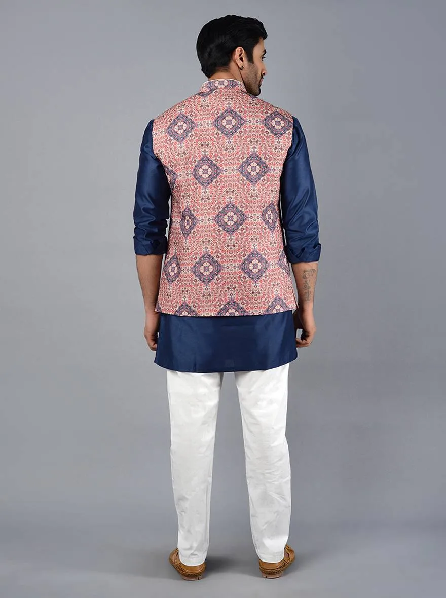 Multicolor Printed Regular Fit Bandhgala Jacket | Azania