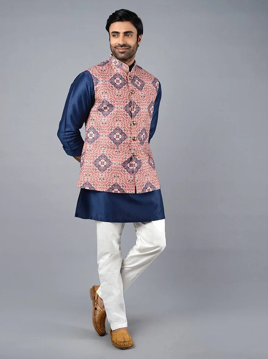 Multicolor Printed Regular Fit Bandhgala Jacket | Azania