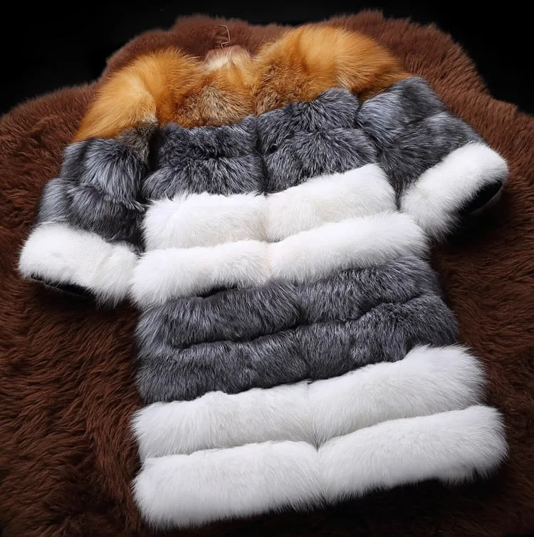 Natural Real Fox Fur Detachable Coat