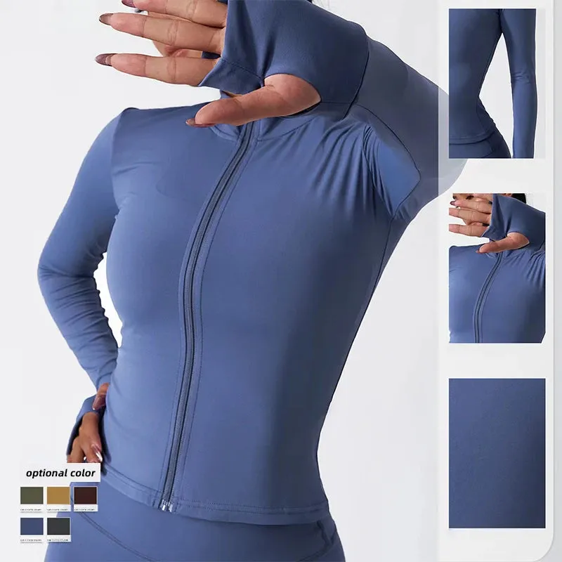 Newest Zipper Long Sleeve Yoga Set 2PCS High Waist Fitness Sport Gym Suit Sportwear Women Set Workout ClothesTracksuit Academic