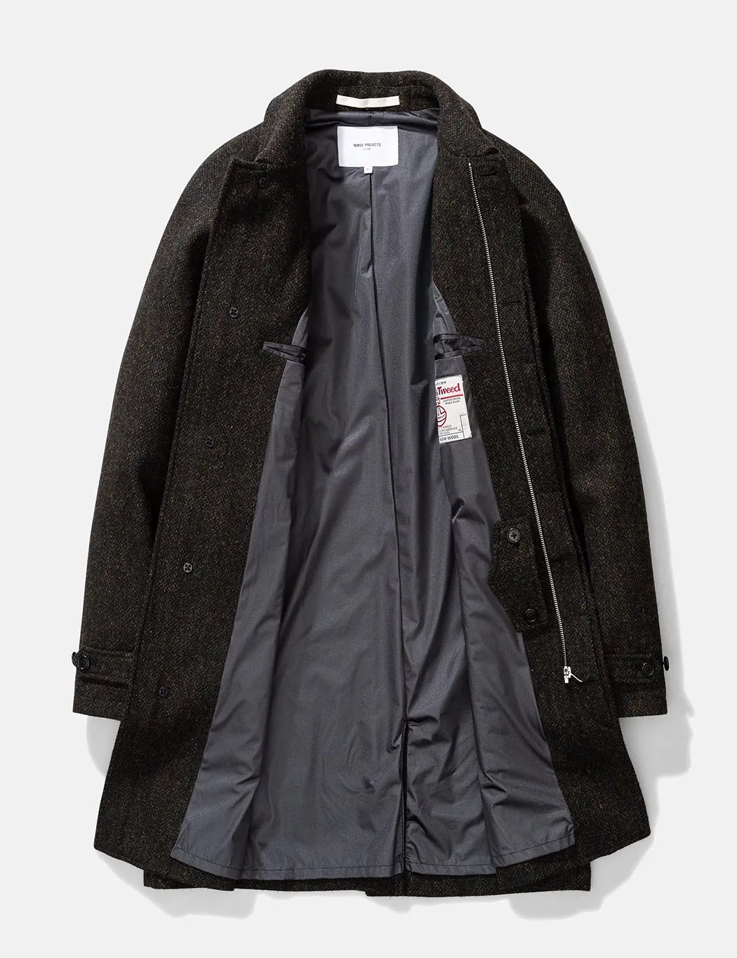 Norse Projects Svalbard Harris Tweed Coat - Black Multi