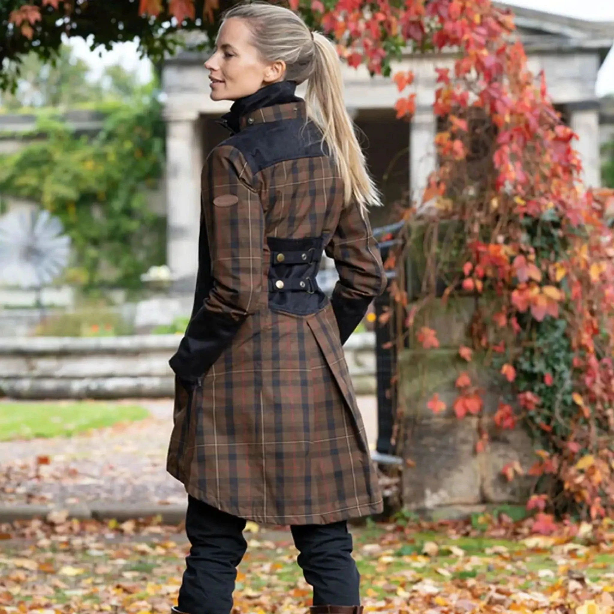 Odette Brown Check Waterproof Coat