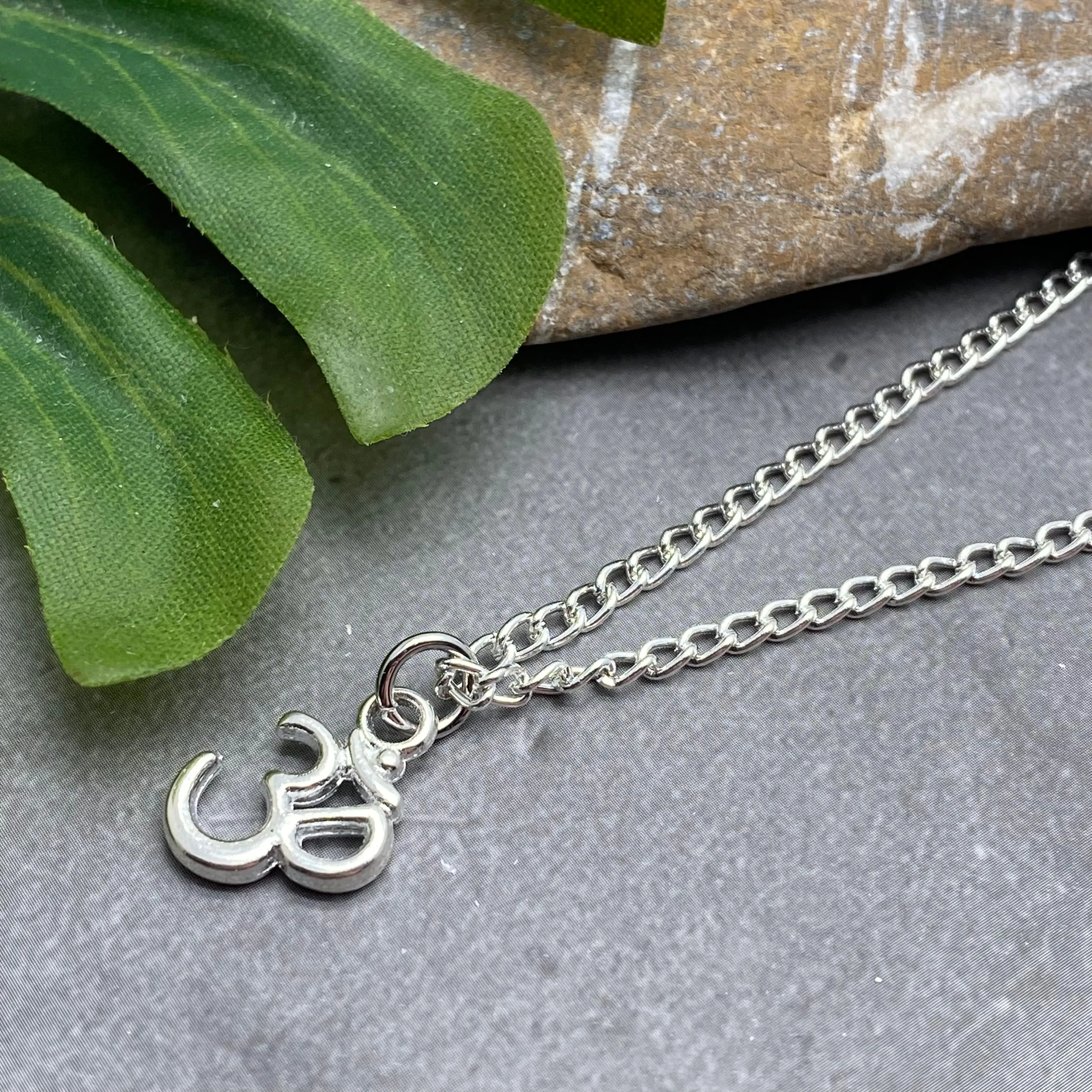 Ohm Charm Silver Plated Pendant Necklace