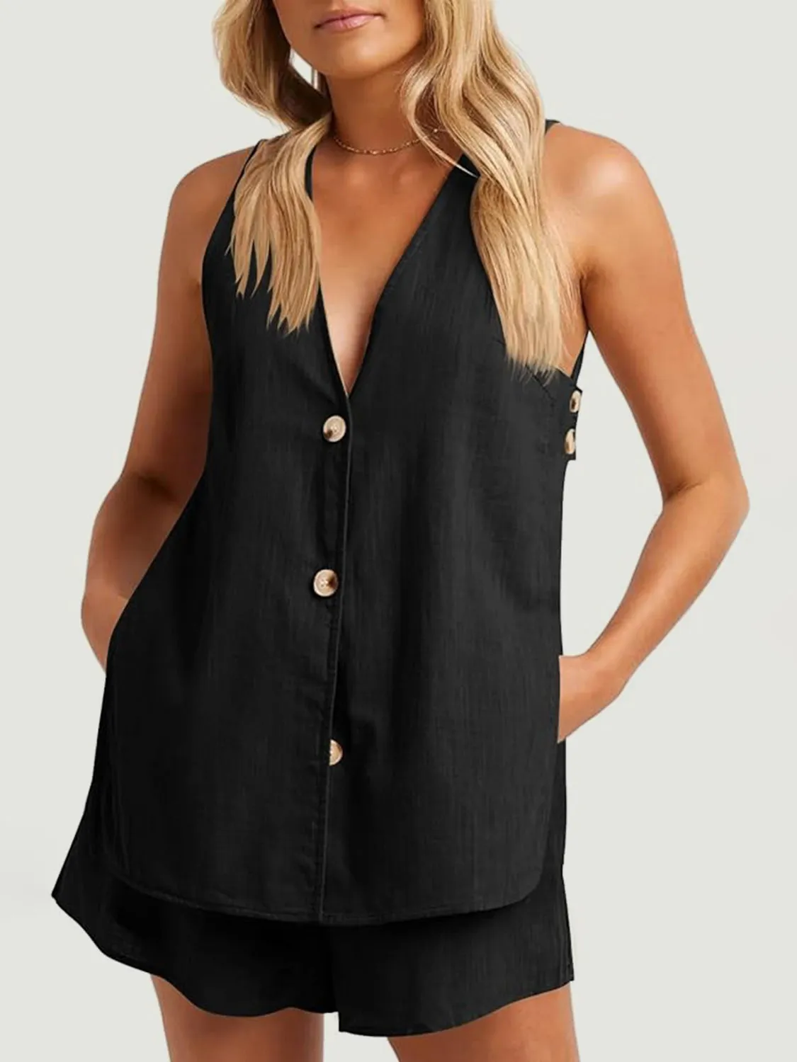 Outfit Set 100% Cotton Shirt and Shorts Fashion Two Piece Set Premium Luxury Women's Clothing