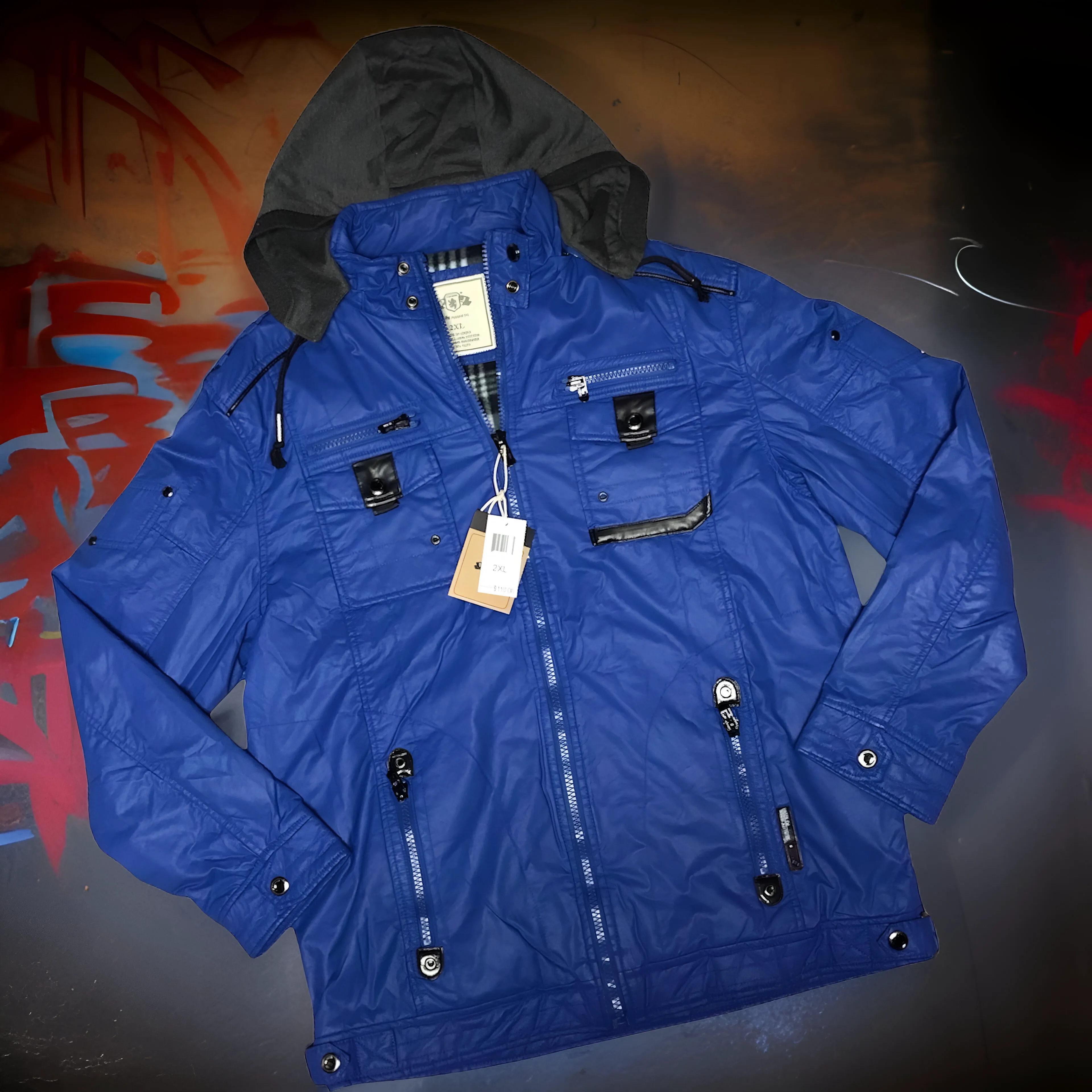 *PJ MARK* (BLUE) WINTER ZIP UP JACKET (HOODED-LINED)