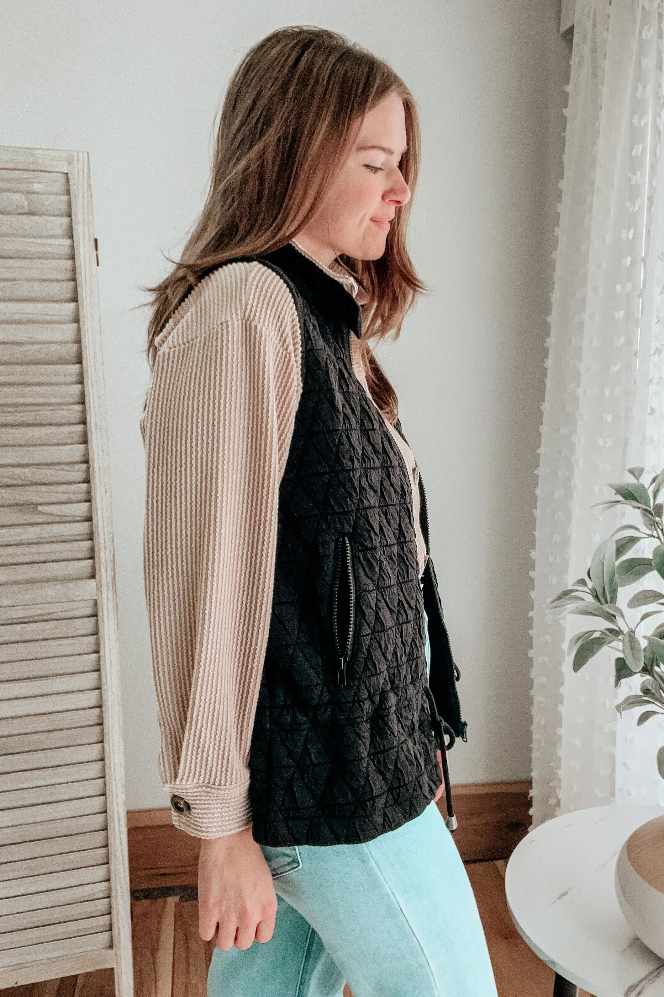 Quilted Drawstring Vest