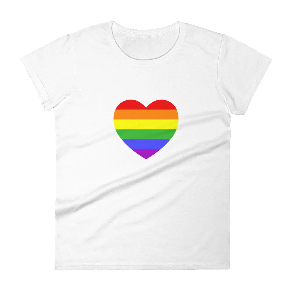 Rainbow Pride Flag Heart Fitted T-Shirt