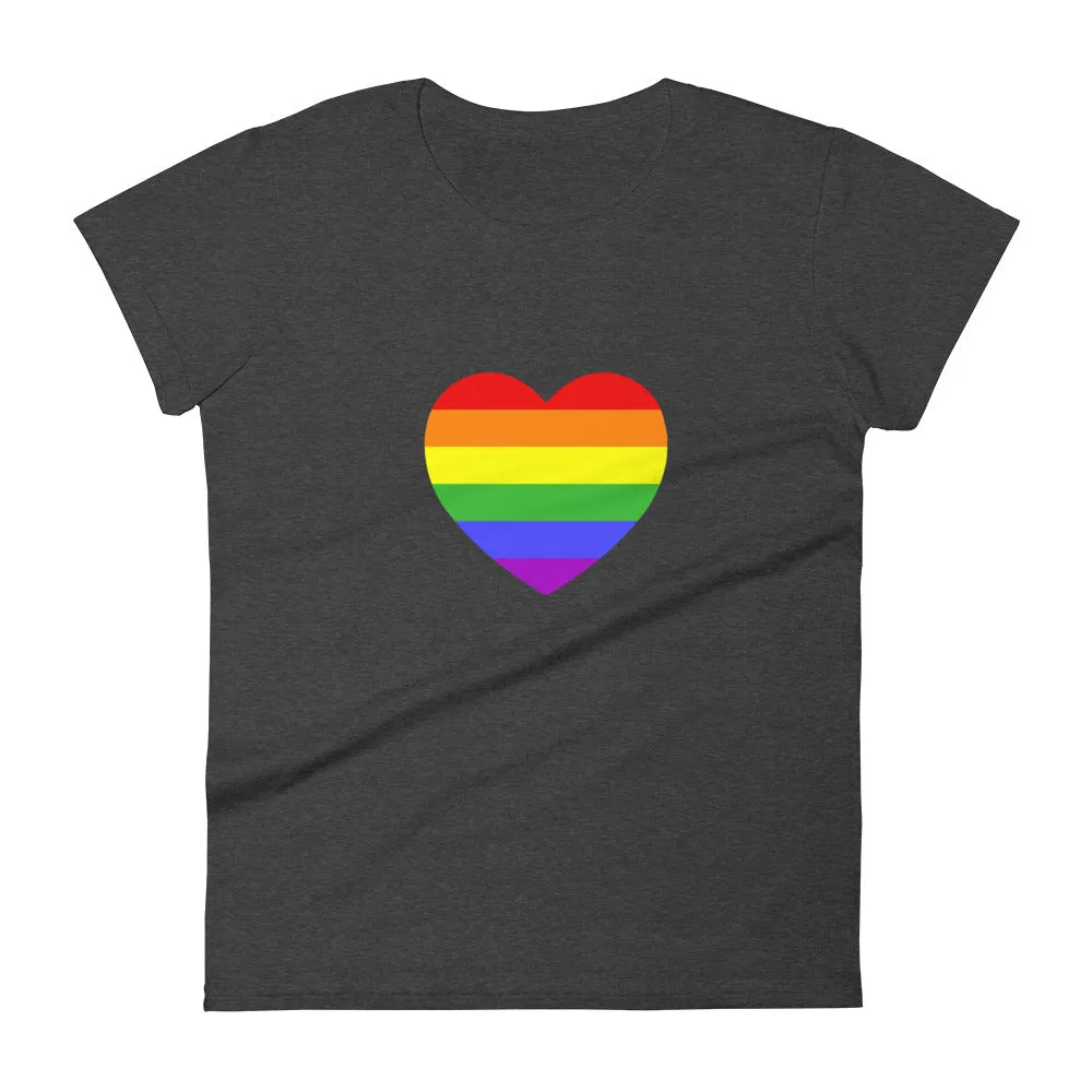 Rainbow Pride Flag Heart Fitted T-Shirt