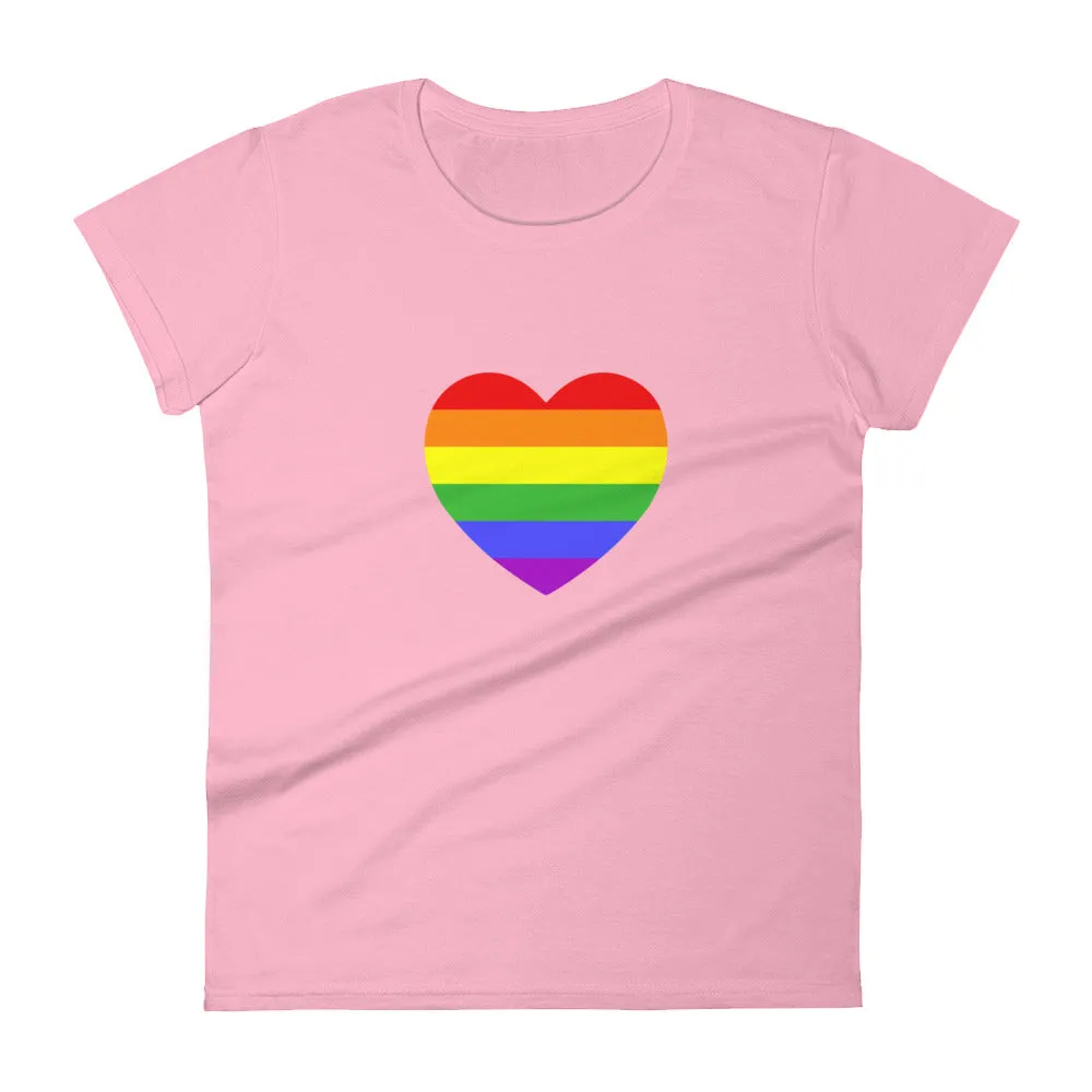 Rainbow Pride Flag Heart Fitted T-Shirt