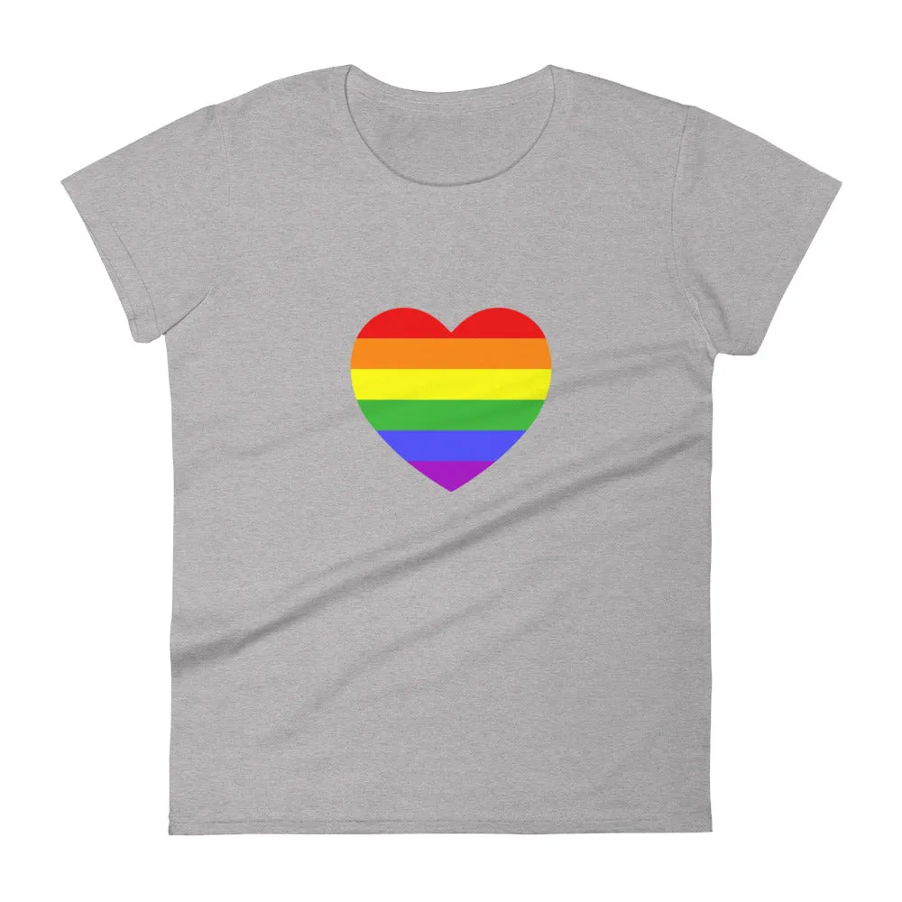 Rainbow Pride Flag Heart Fitted T-Shirt