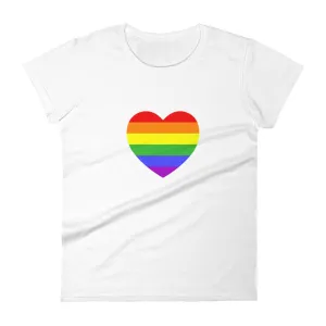 Rainbow Pride Flag Heart Fitted T-Shirt