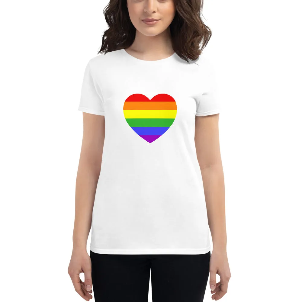 Rainbow Pride Flag Heart Fitted T-Shirt