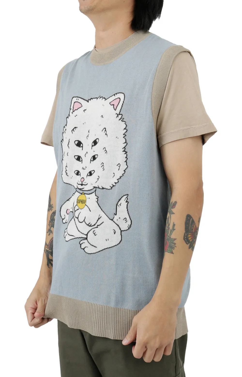 RIPNDIP Big Head Graphic Knit Sweater Vest