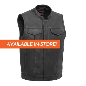 Sharp Shooter (Black) Men's Motorcycle Leather Vest