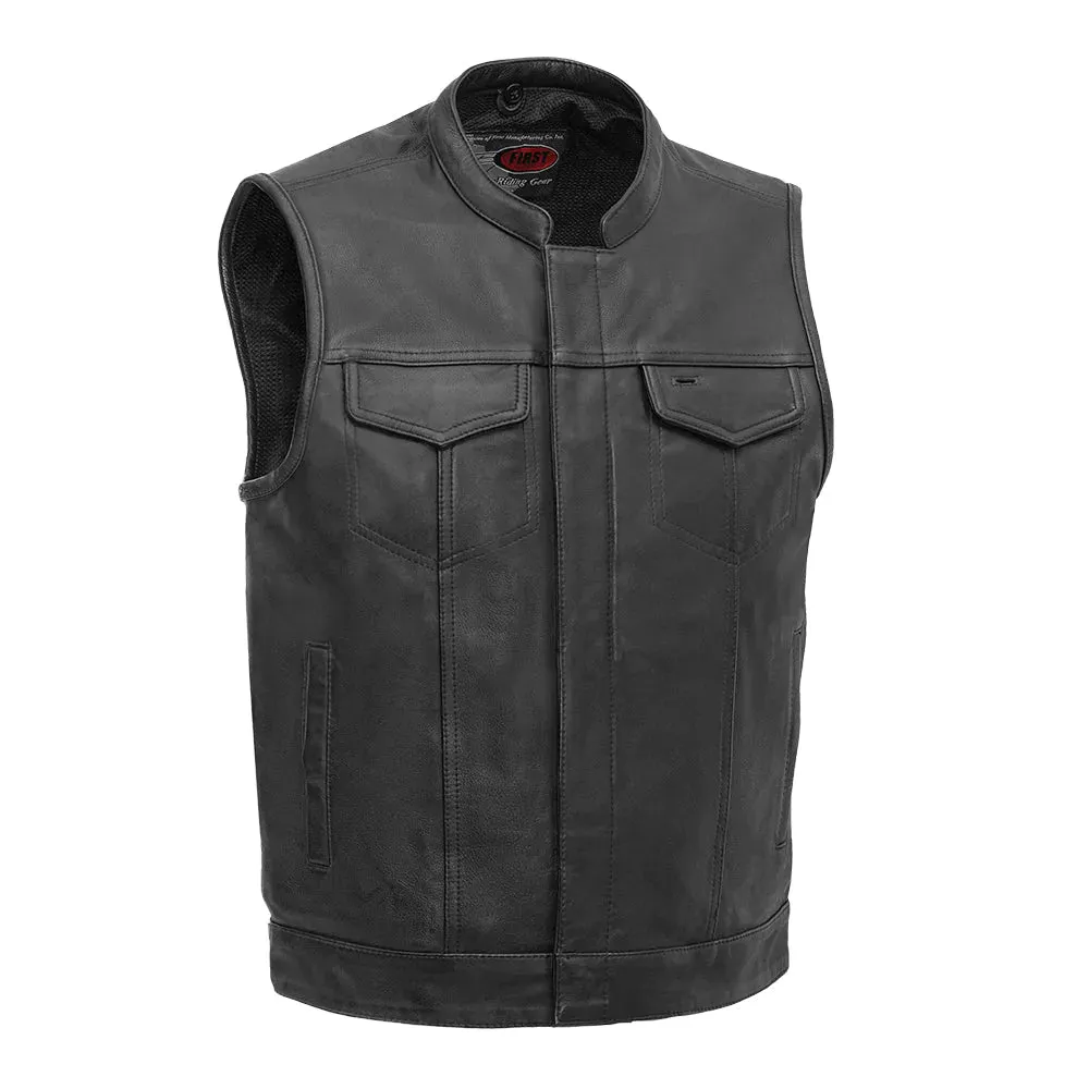 Sharp Shooter (Black) Men's Motorcycle Leather Vest