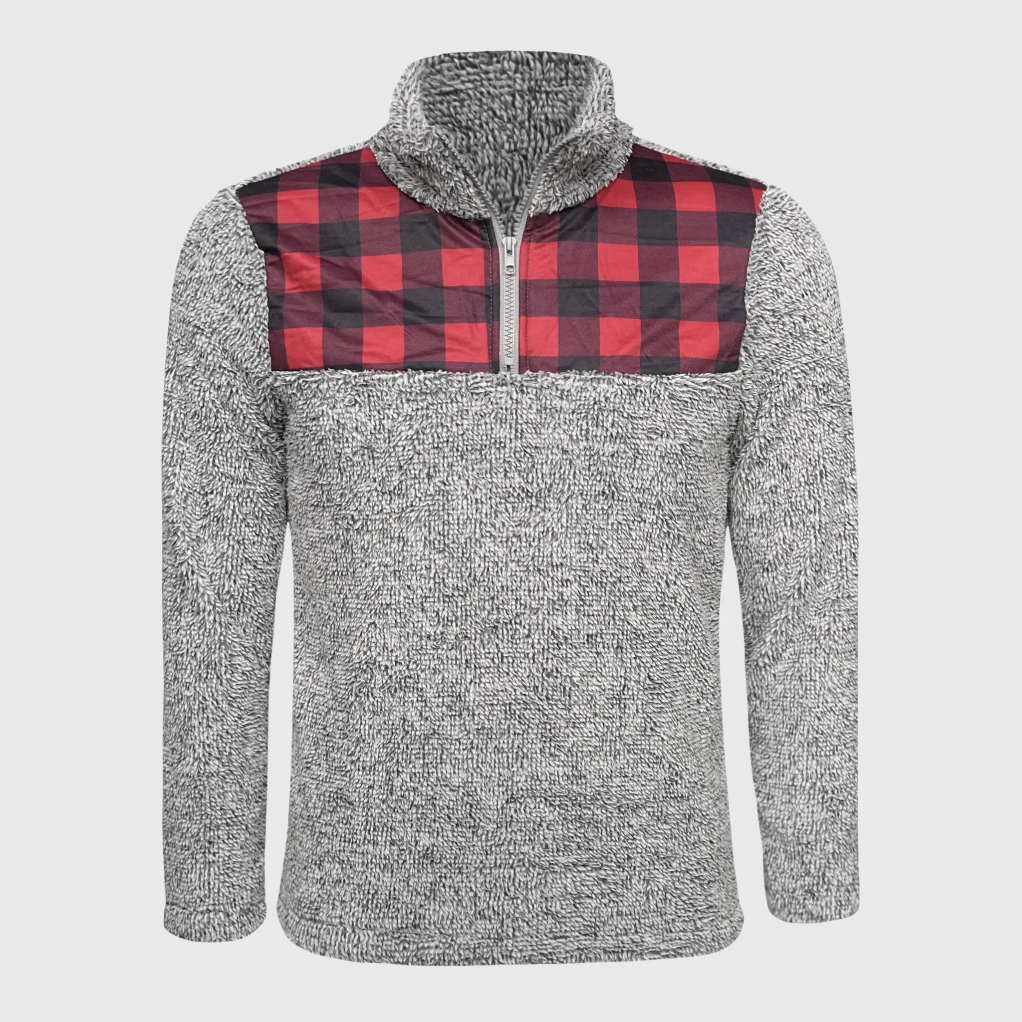 Sherpa Gray Plaid Pullover Women