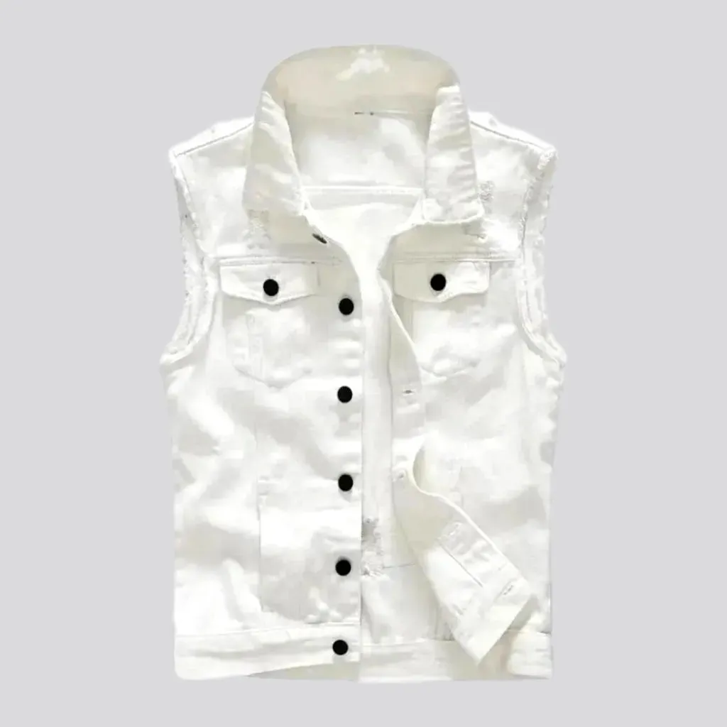 Slim white men's jeans vest