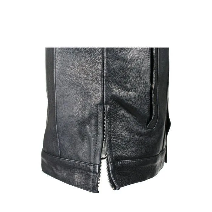 Split Cowhide Leather Vest With Gun Pockets, MV8030-ZIP-SS-DL