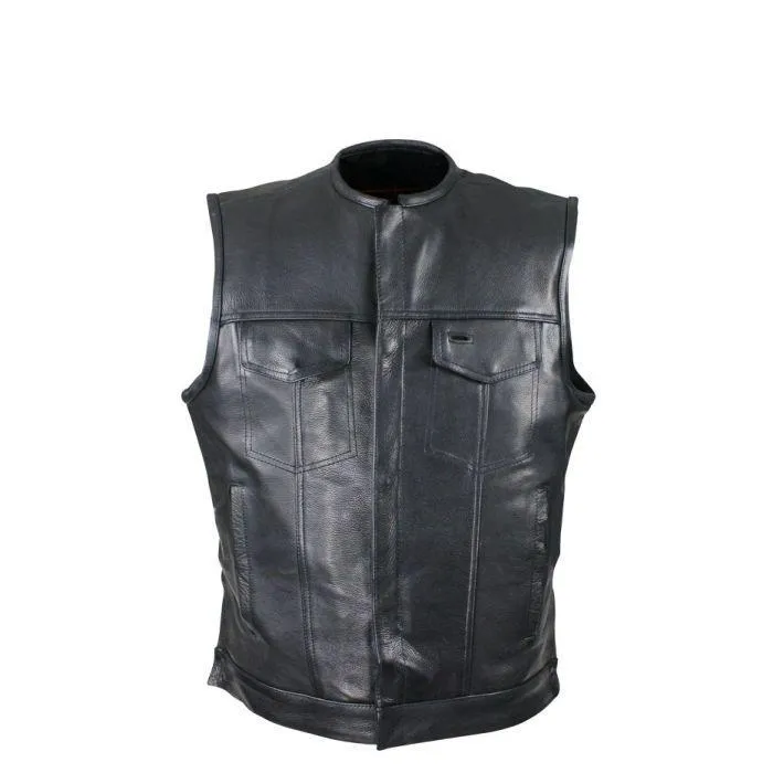 Split Cowhide Leather Vest With Gun Pockets, MV8030-ZIP-SS-DL