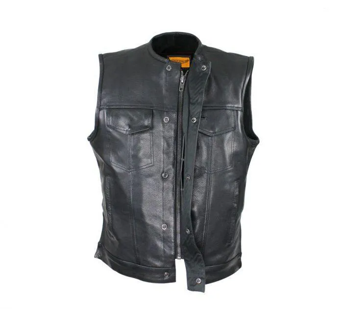 Split Cowhide Leather Vest With Gun Pockets, MV8030-ZIP-SS-DL