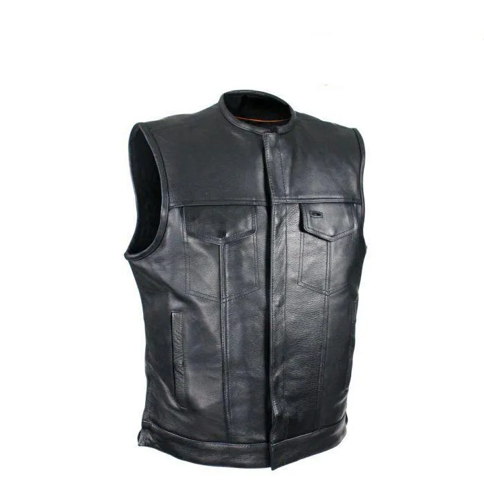 Split Cowhide Leather Vest With Gun Pockets, MV8030-ZIP-SS-DL