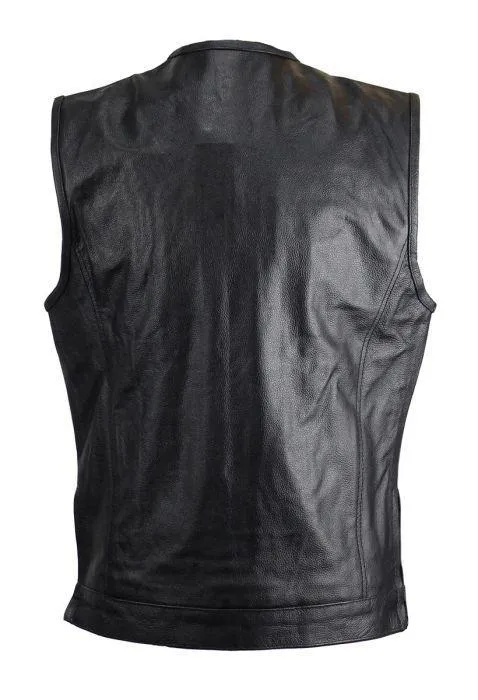 Split Cowhide Leather Vest With Gun Pockets, MV8030-ZIP-SS-DL