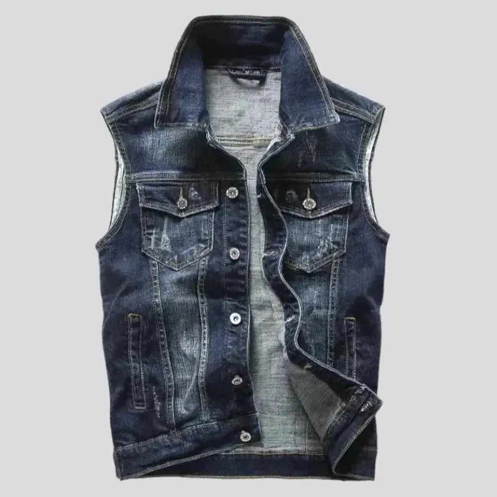 Street regular men's denim vest