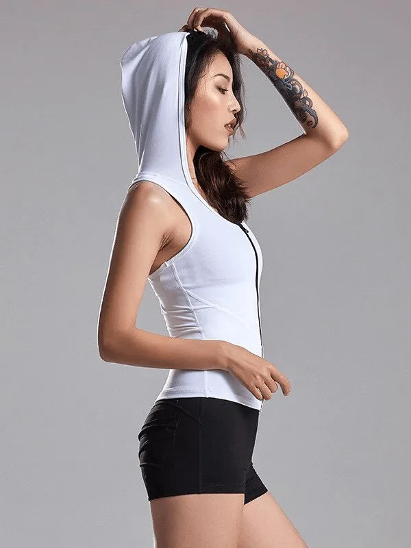 Stylish Elastic Women's Tank Top With Zipper / Sportswear - SF1275