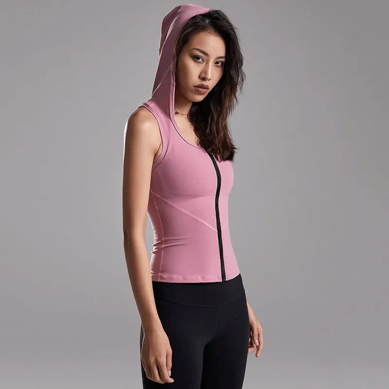 Stylish Elastic Women's Tank Top With Zipper / Sportswear - SF1275