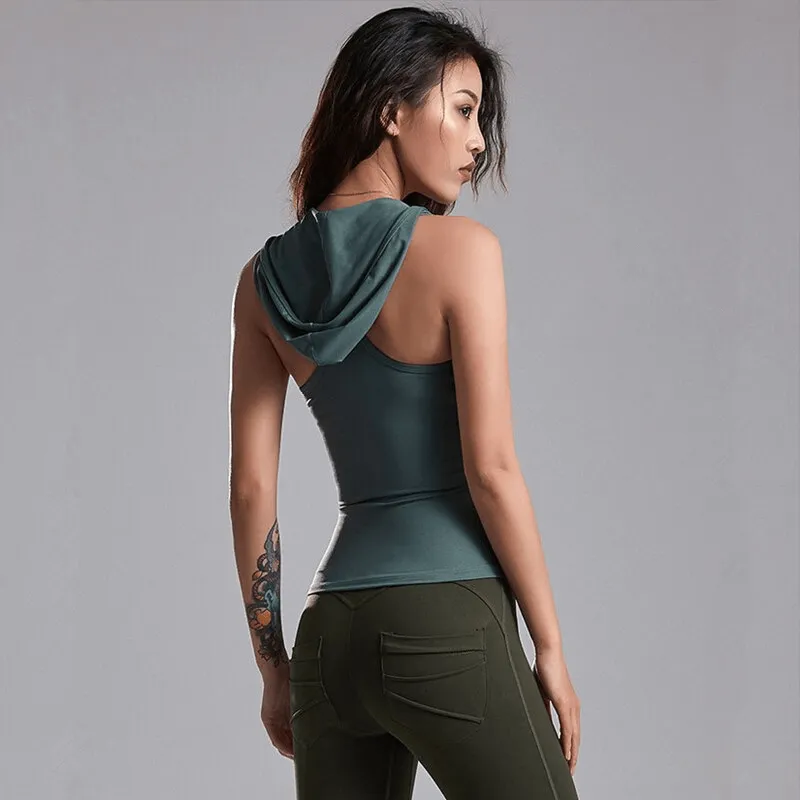 Stylish Elastic Women's Tank Top With Zipper / Sportswear - SF1275