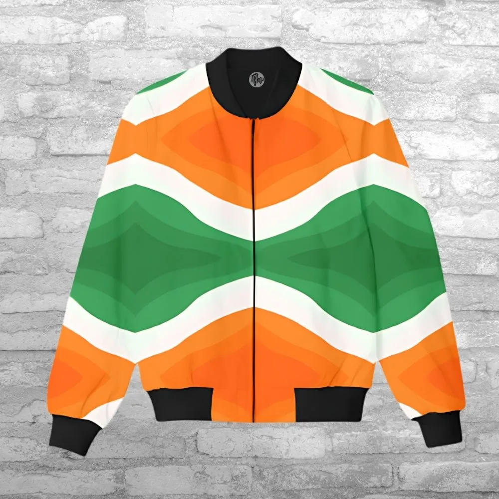 Tiranga Triumph Tricolor All Over Printed Bomber Jacket