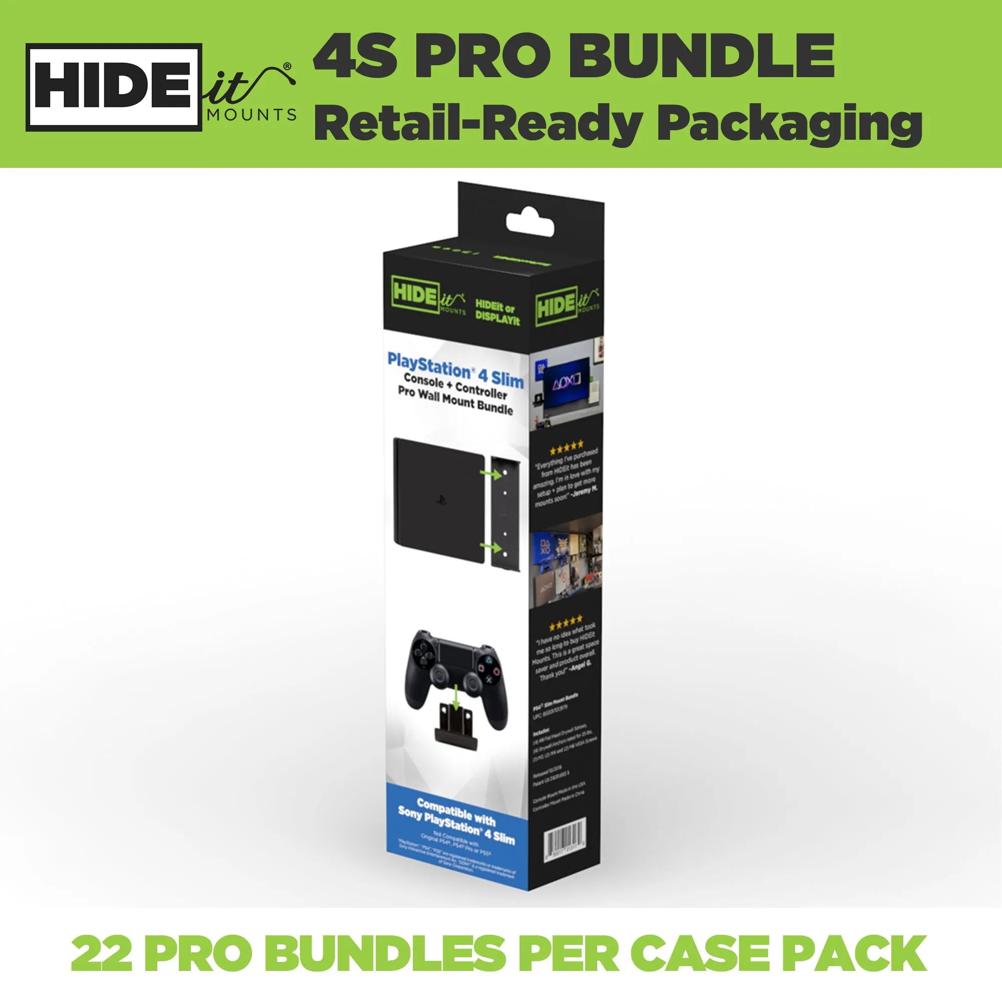 W - HIDEit 4S Retail Packaging | PS4 Slim Mounts in Retail Packaging