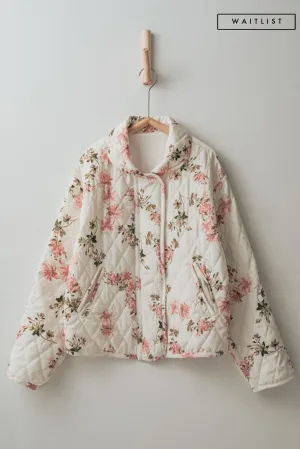 Waitlist 12/5 ♥ Astrid Long Sleeve Floral Print Quilted Shacket Ivory