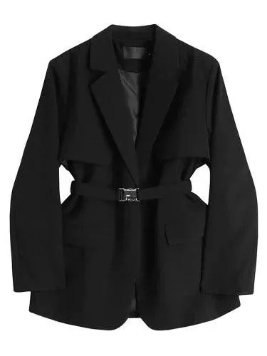 Wenkouban-Winter outfits Christmas Black Friday Notched Collar Belt  Suit Jacket