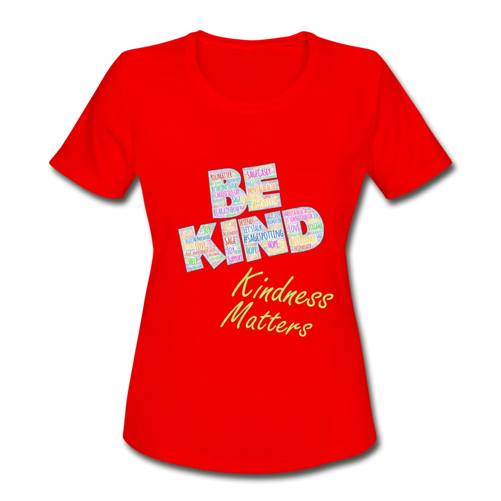 Women's Athletic T-Shirt - Be Kind WordCloud