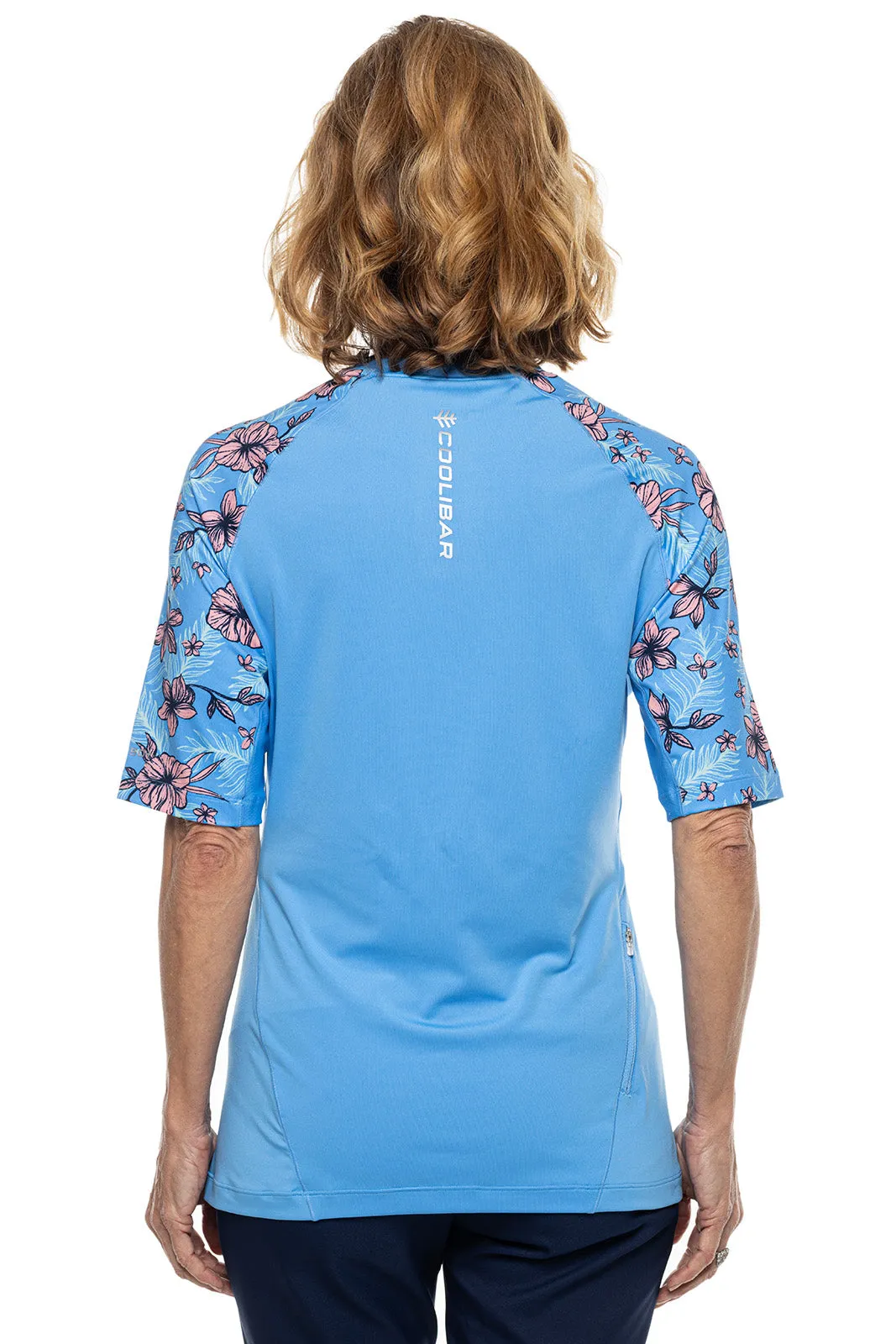 Women's Devi Short Sleeve Fitness T-Shirt  |  Clear Sky Blue TROPICAL DAZE